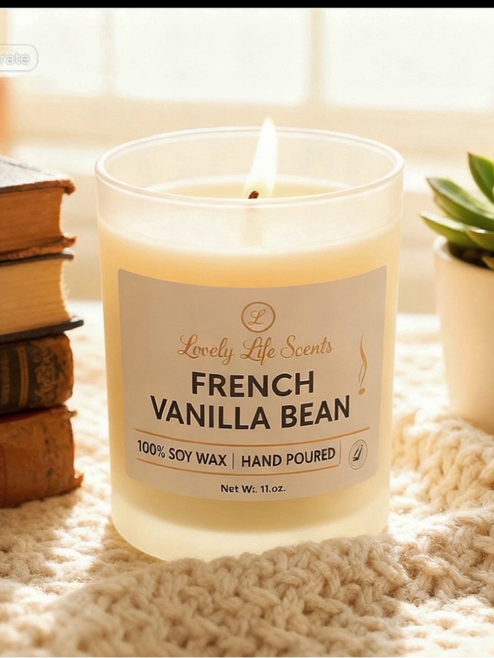 French Vanilla Bean 11oz Premium Soy Wax Candle from Lovely Life Scentd